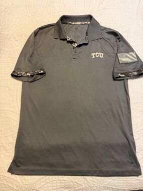 Colosseum TCU Polo Mens M Gray OHT Military Appreciation Digital Camo Sleeve
